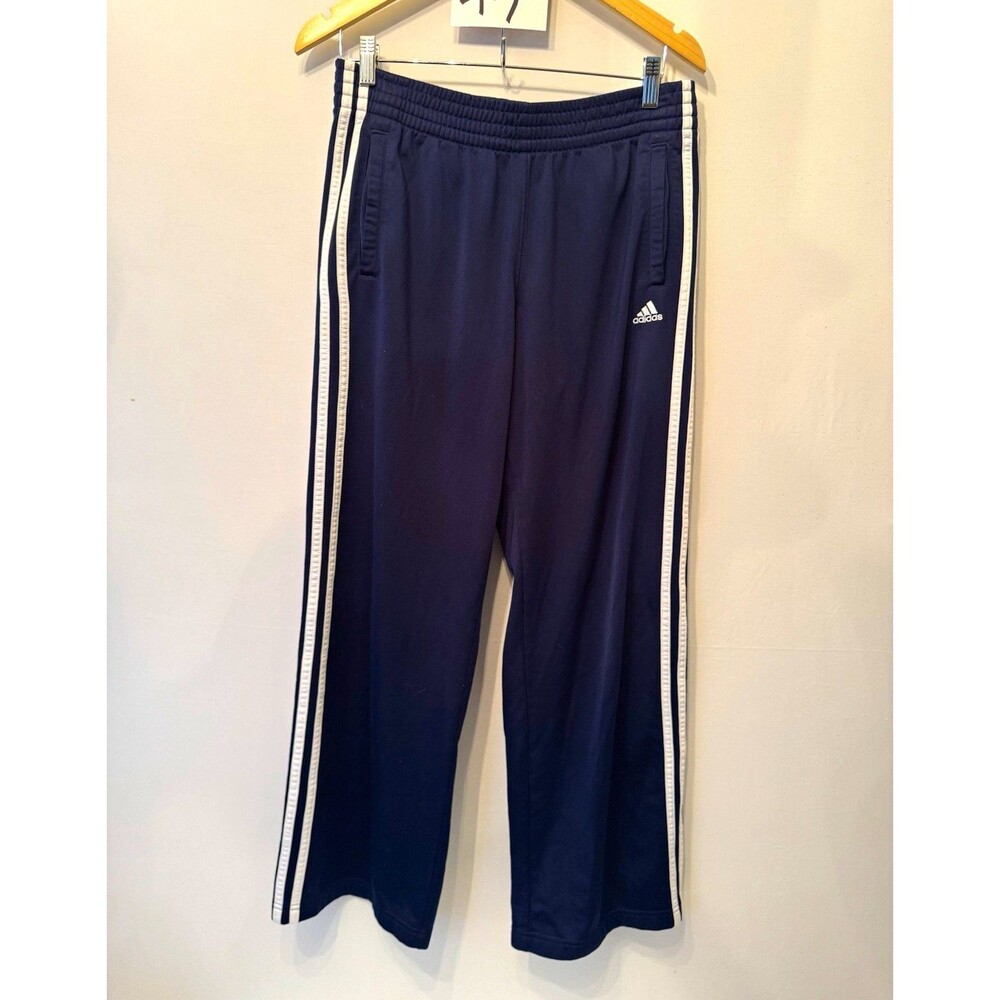 Vintage Adidas Mens S Navy Tearaway Snap Track Pants 3 Stripe Y2K 2005